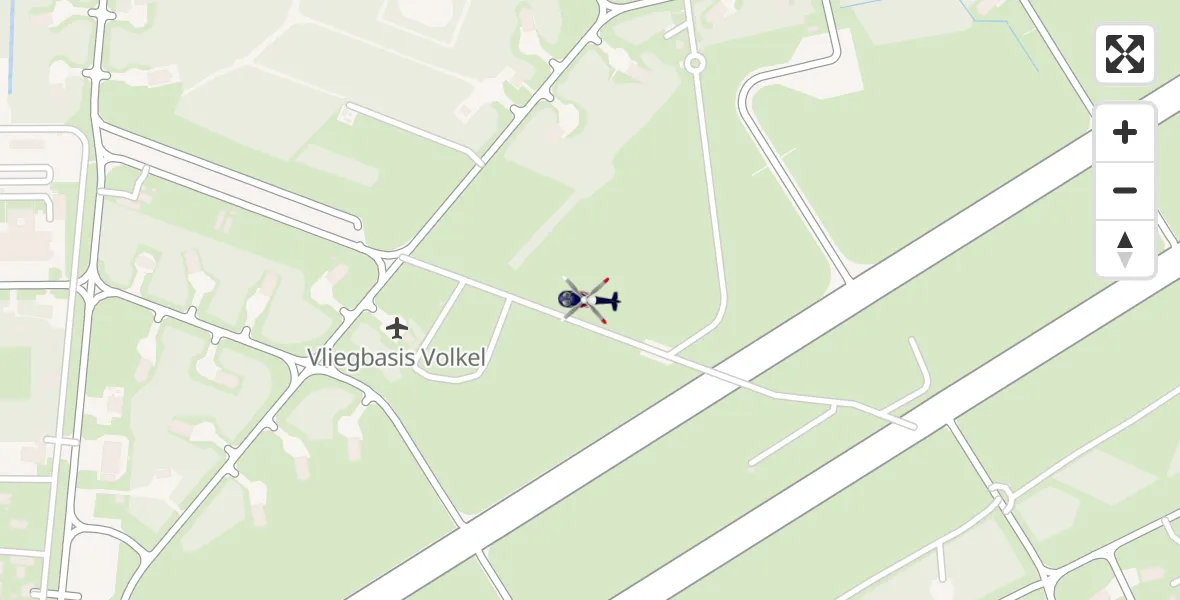 Vluchtroute Politiehelikopter van Vliegbasis Volkel naar Vliegbasis Volkel
