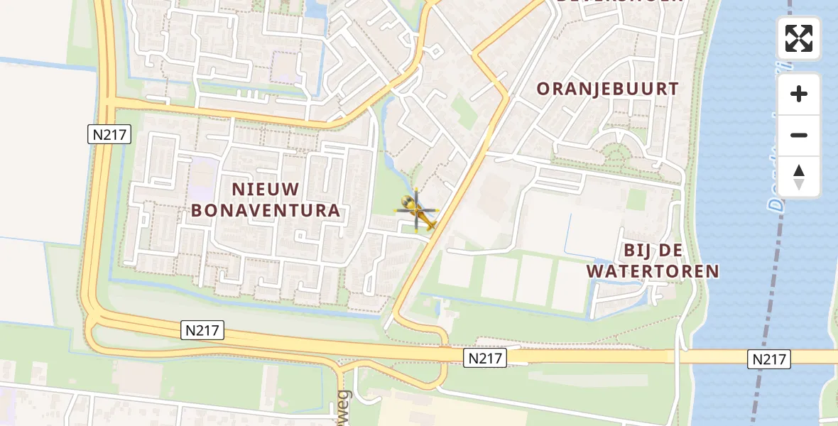 Vluchtroute Traumahelikopter van 's-Gravendeel naar 's-Gravendeel