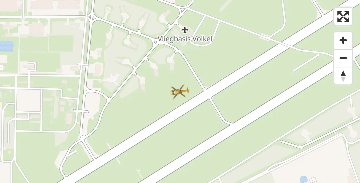 Vluchtroute Traumahelikopter van Vliegbasis Volkel naar Vliegbasis Volkel