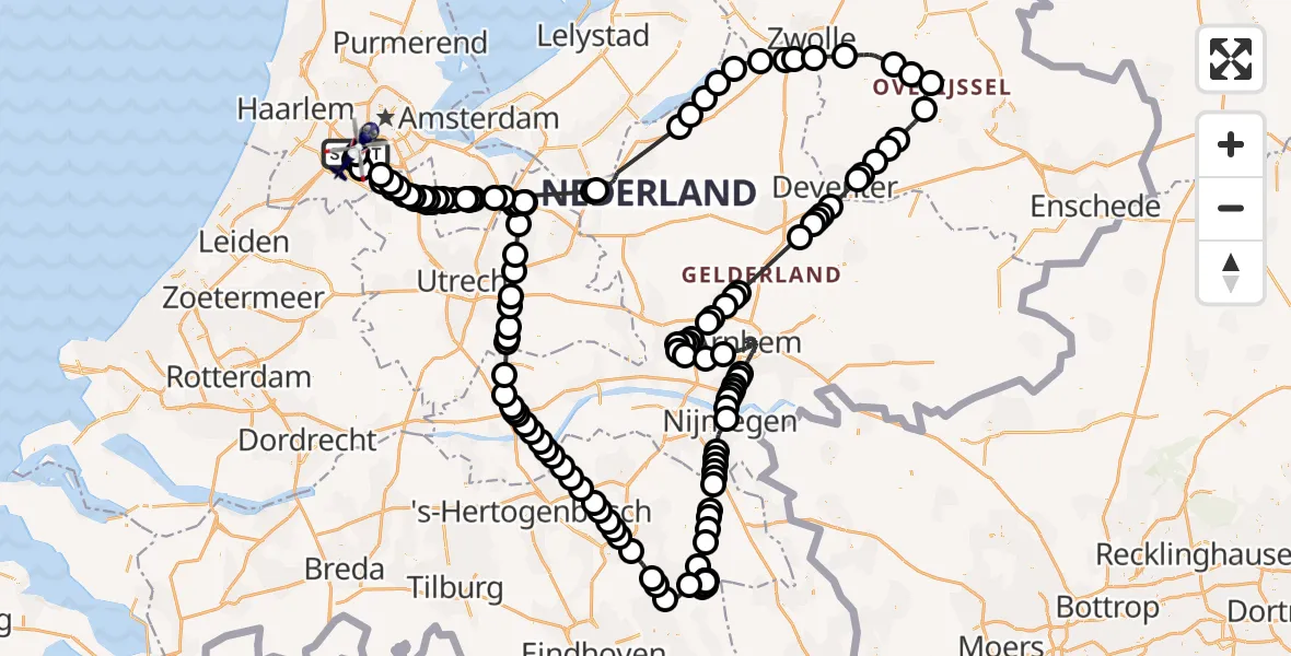 Vluchtroute Politiehelikopter Amsterdam Vliegveld Schiphol - Amsterdam Vliegveld Schiphol, 30 maart 2026, 17:33