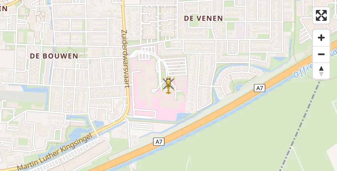 Vluchtroute Ambulancehelikopter van Nij Smellinghe Hospital Heliport naar Nij Smellinghe Hospital Heliport