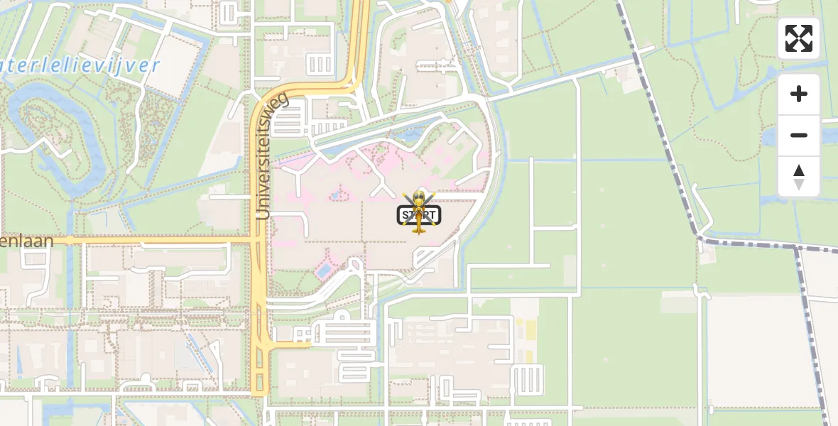 Vluchtroute Traumahelikopter van Universitair Medisch Centrum Utrecht naar Universitair Medisch Centrum Utrecht