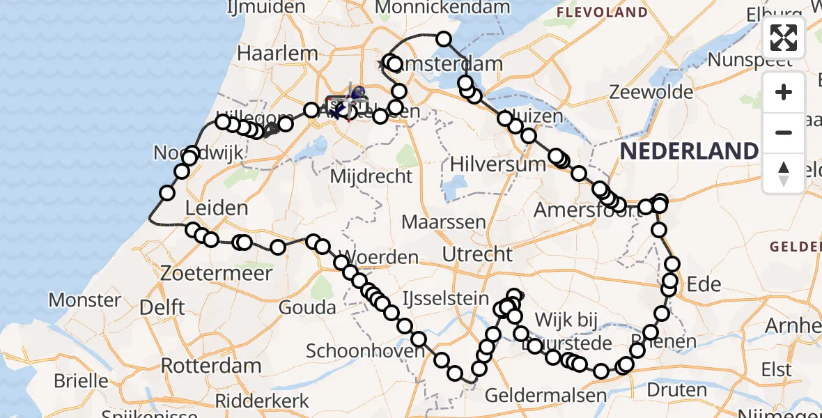 Vluchtroute Politiehelikopter Amsterdam Vliegveld Schiphol - Amsterdam Vliegveld Schiphol, 30 maart 2026, 18:37