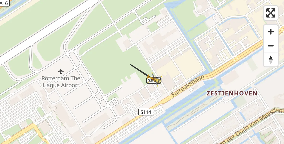 Vluchtroute Traumahelikopter Rotterdam The Hague Airport - Rotterdam The Hague Airport, 30 maart 2026, 23:31