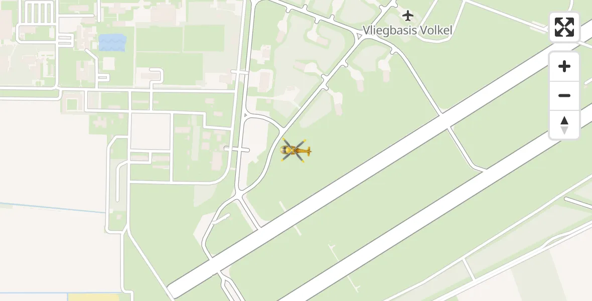 Vluchtroute Traumahelikopter van Vliegbasis Volkel naar Vliegbasis Volkel