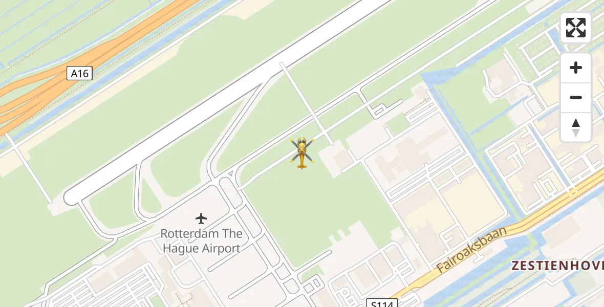 Vluchtroute Traumahelikopter van Rotterdam The Hague Airport naar Rotterdam The Hague Airport