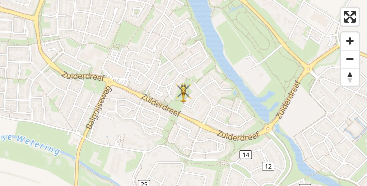 Vluchtroute Traumahelikopter van Wijchen naar Wijchen