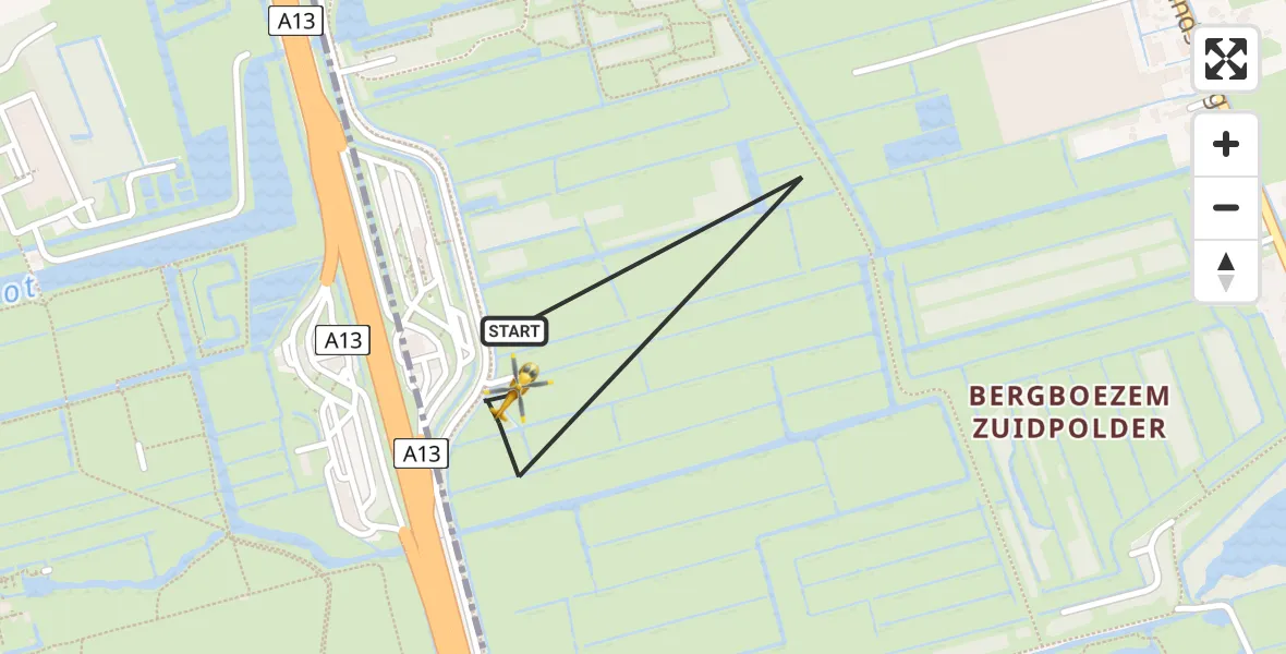 Vluchtroute Traumahelikopter van Delfgauw naar Delfgauw