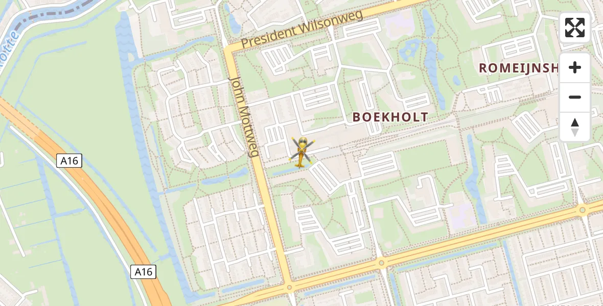 Vluchtroute Traumahelikopter van Rotterdam naar Rotterdam