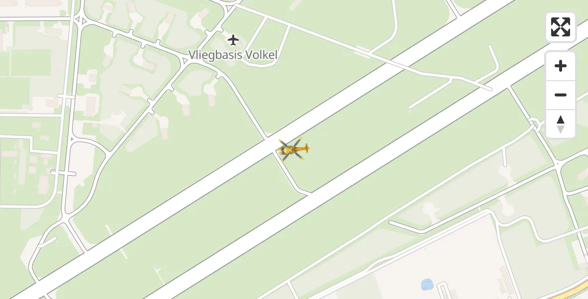 Vluchtroute Traumahelikopter van Vliegbasis Volkel naar Vliegbasis Volkel