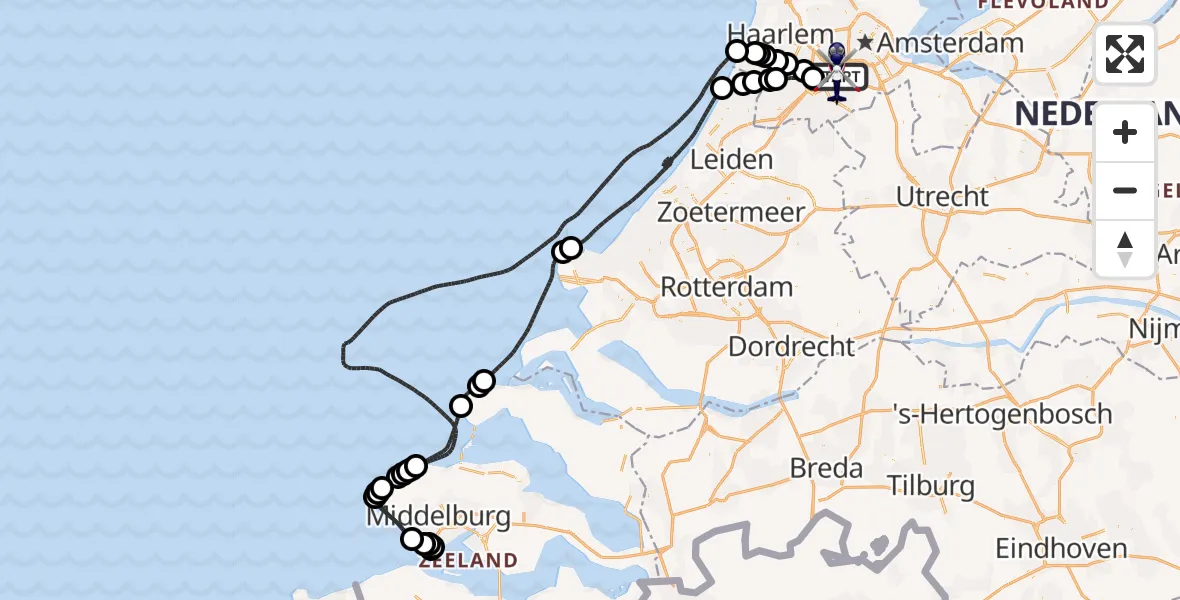 Vluchtroute Politiehelikopter Amsterdam Vliegveld Schiphol - Amsterdam Vliegveld Schiphol, 31 maart 2026, 17:05
