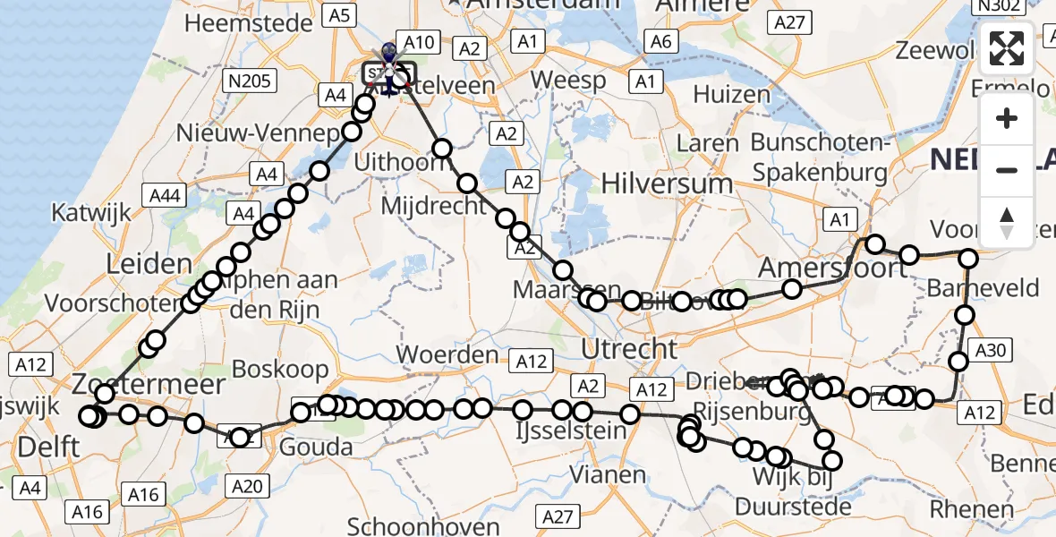 Vluchtroute Politiehelikopter Amsterdam Vliegveld Schiphol - Amsterdam Vliegveld Schiphol, 31 maart 2026, 18:30