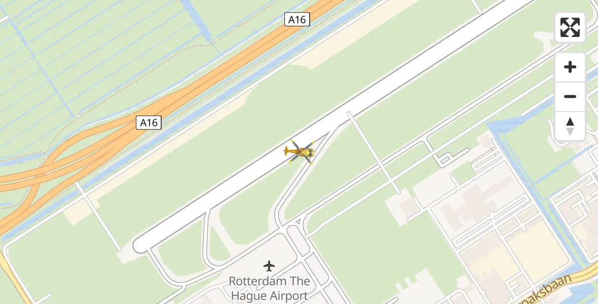 Vluchtroute Traumahelikopter van Rotterdam The Hague Airport naar Rotterdam The Hague Airport