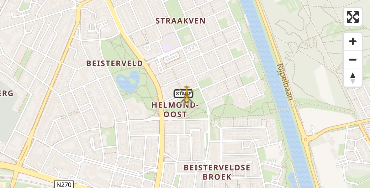 Vluchtroute Traumahelikopter van Helmond naar Helmond