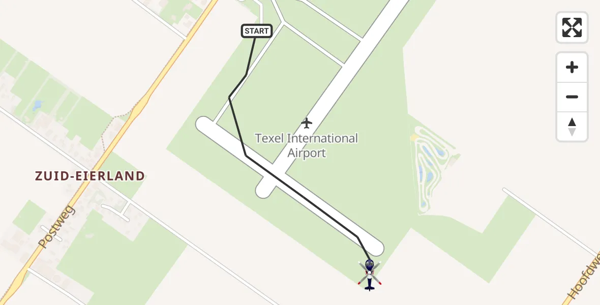 Vluchtroute Politiehelikopter van Texel International Airport naar Texel International Airport