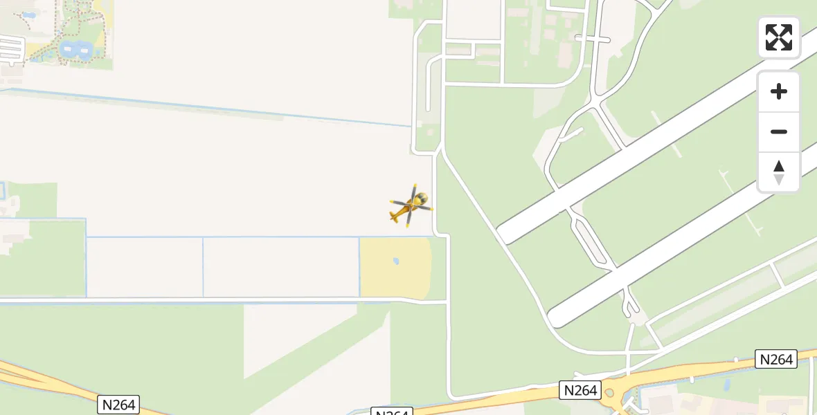 Vluchtroute Traumahelikopter van Vliegbasis Volkel naar Vliegbasis Volkel