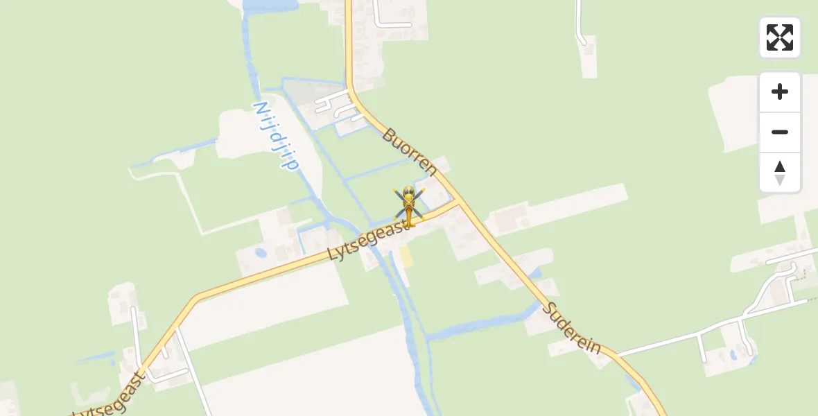 Vluchtroute Traumahelikopter van Tytsjerk naar Tytsjerk