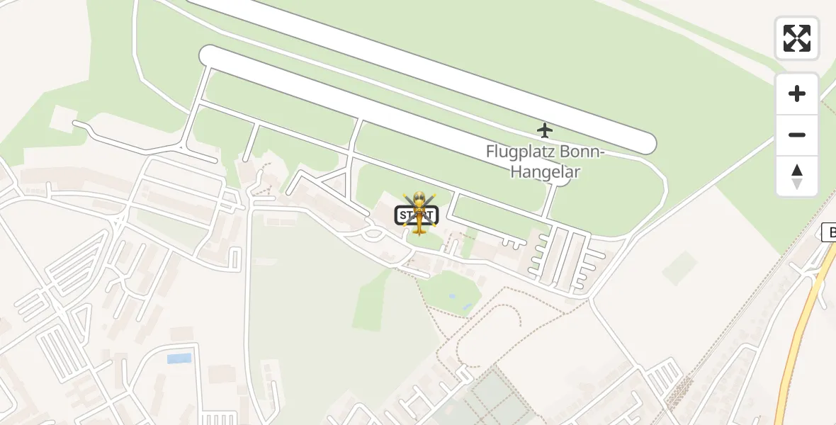 Vluchtroute Traumahelikopter van Bonn-Hangelar Flugplatz naar Bonn-Hangelar Flugplatz
