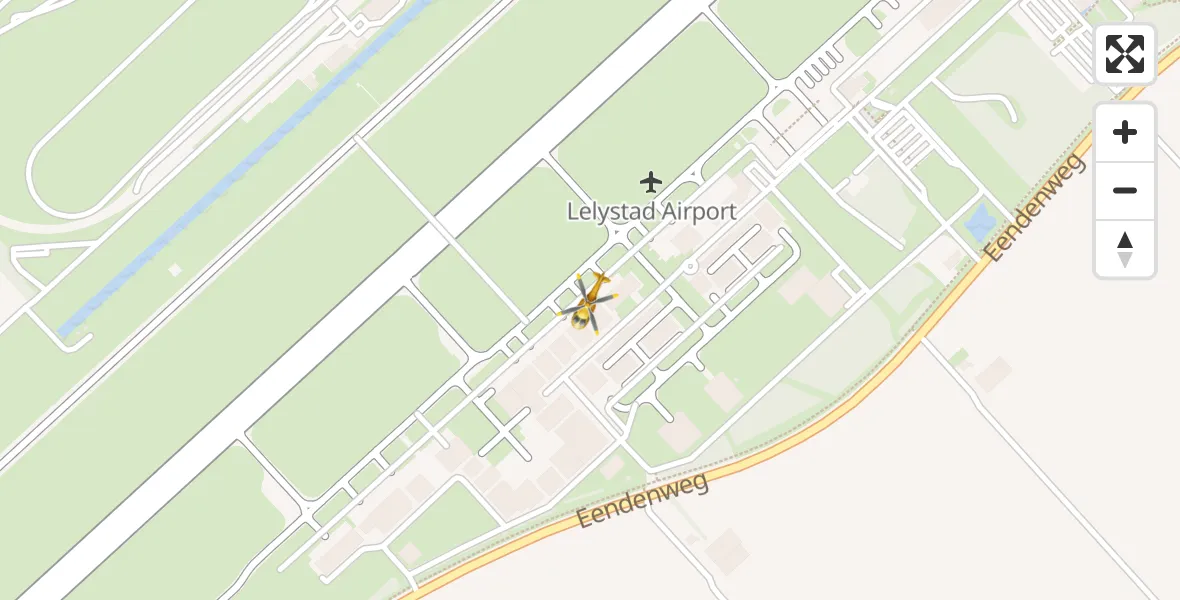 Vluchtroute Traumahelikopter van Lelystad Airport naar Lelystad Airport