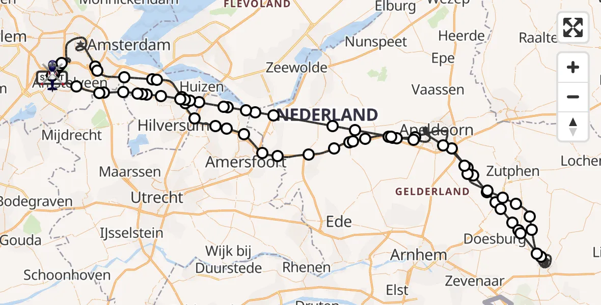 Vluchtroute Politiehelikopter Amsterdam Vliegveld Schiphol - Amsterdam Vliegveld Schiphol, 01 april 2026, 18:43