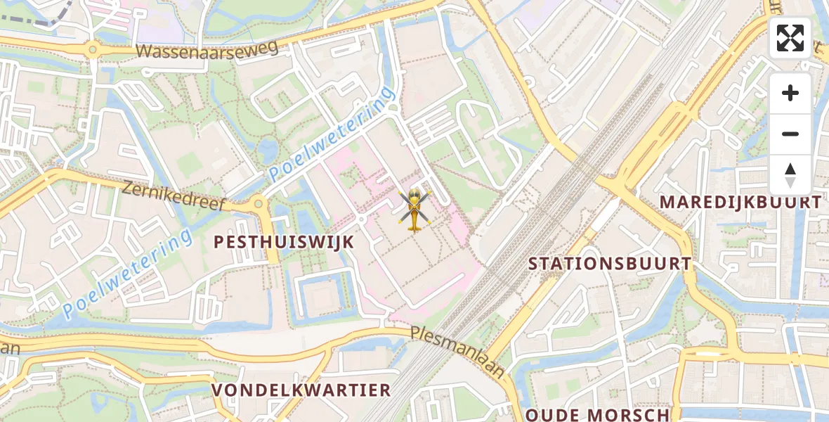 Vluchtroute Traumahelikopter van Leiden University Medical Center Heliport naar Leiden University Medical Center Heliport