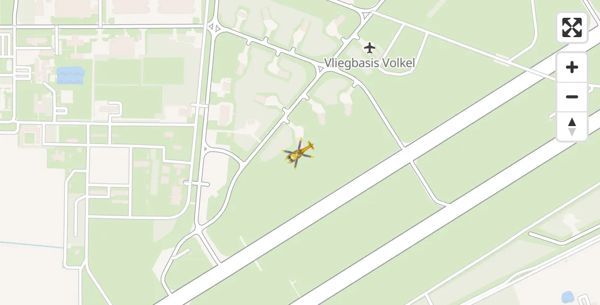 Vluchtroute Traumahelikopter van Vliegbasis Volkel naar Vliegbasis Volkel