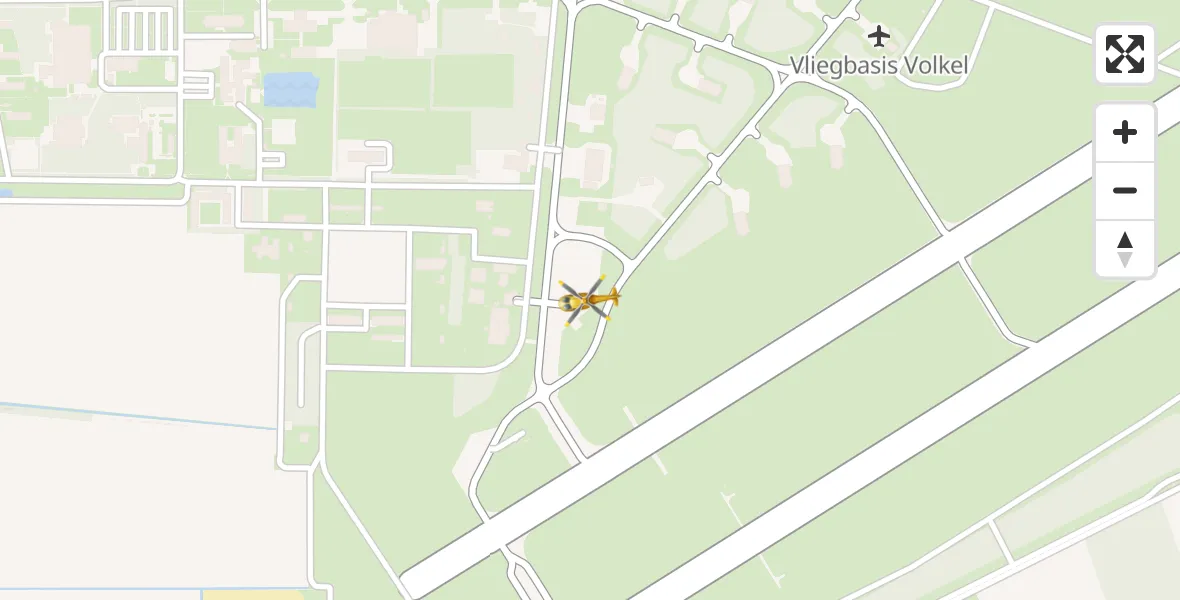 Vluchtroute Traumahelikopter van Vliegbasis Volkel naar Vliegbasis Volkel