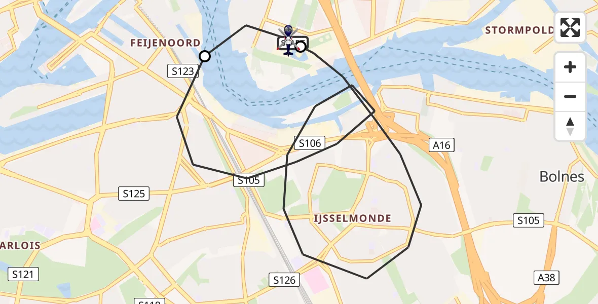 Vluchtroute Politiehelikopter van Van Ghent Barracks Heliport naar Van Ghent Barracks Heliport