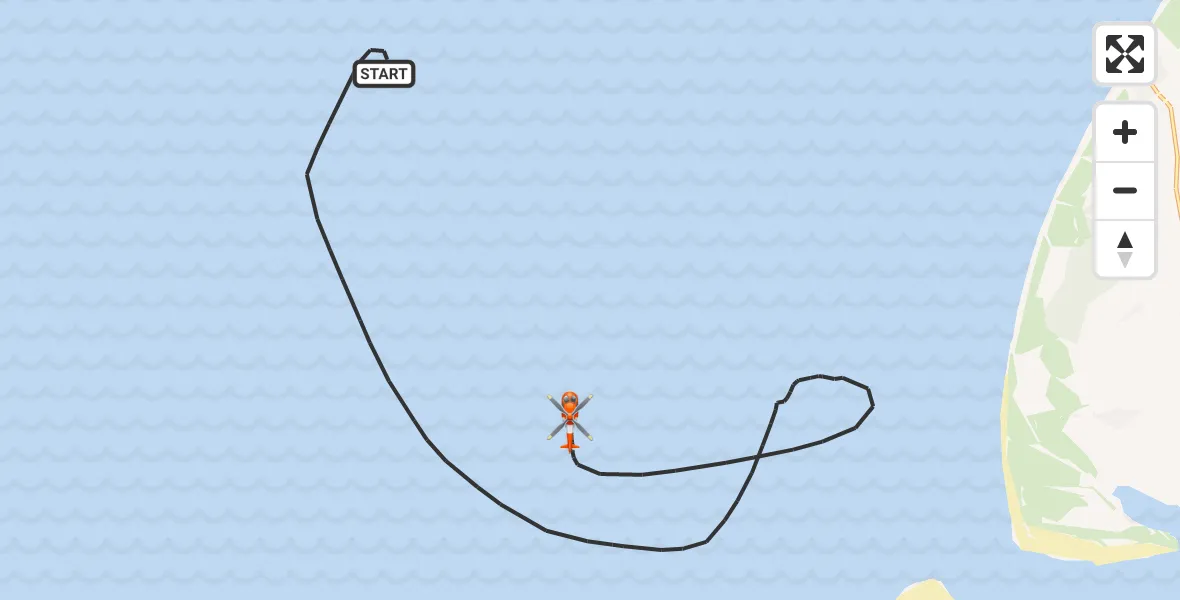 Vluchtroute Kustwachthelikopter van Noordzee naar Noordzee