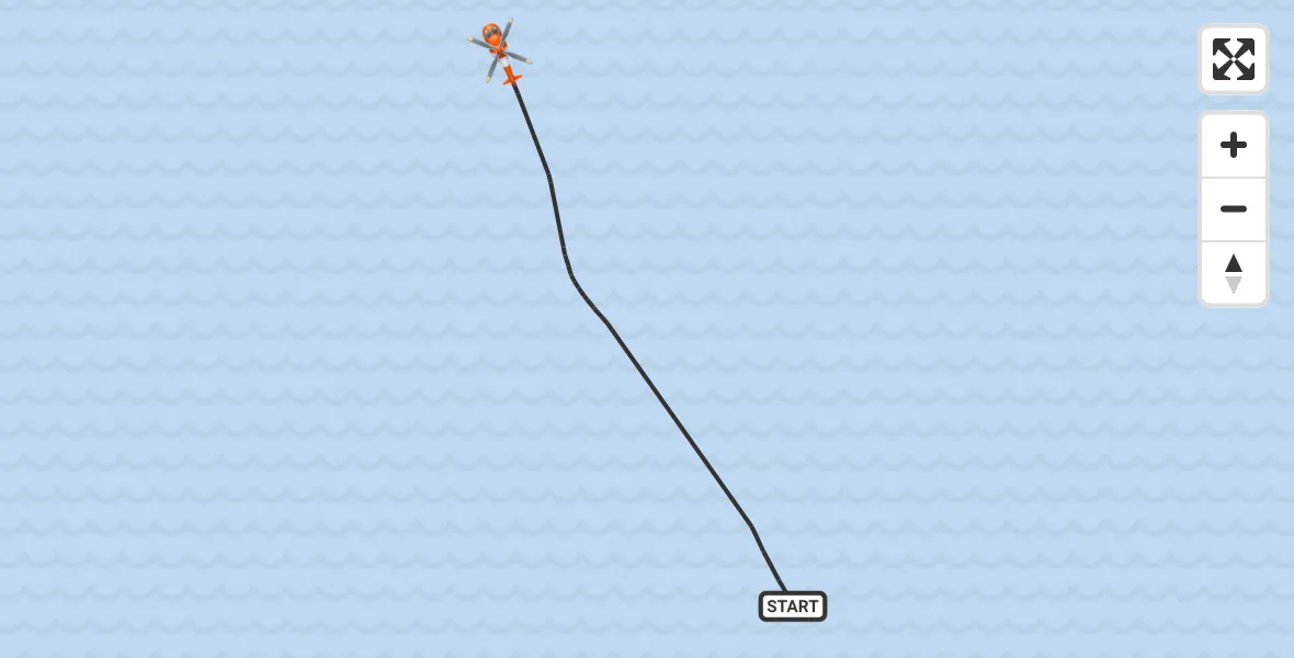 Vluchtroute Kustwachthelikopter van Noordzee naar Noordzee