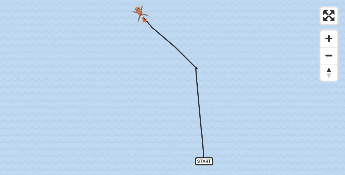 Vluchtroute Kustwachthelikopter van Noordzee naar Noordzee