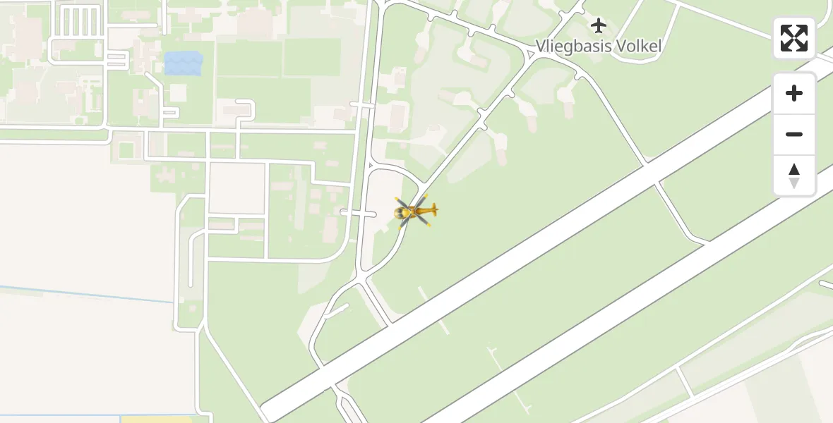 Vluchtroute Traumahelikopter van Vliegbasis Volkel naar Vliegbasis Volkel