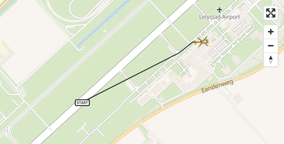 Vluchtroute Traumahelikopter van Lelystad Airport naar Lelystad Airport