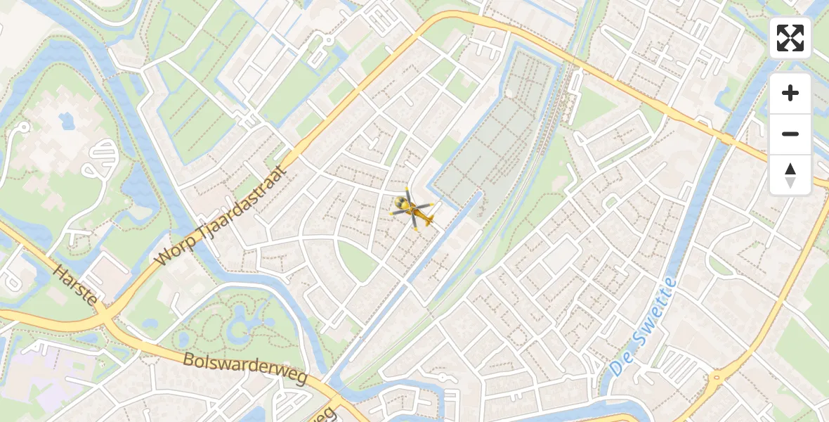 Vluchtroute Traumahelikopter van Sneek naar Sneek