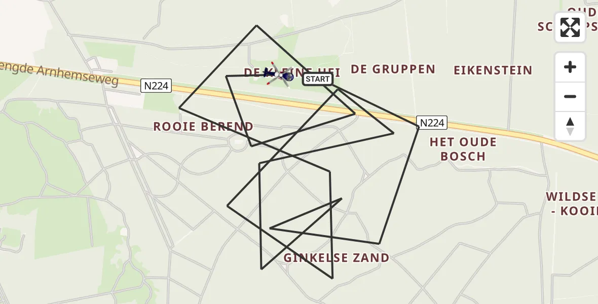Vluchtroute Politiehelikopter van Ede naar Ede