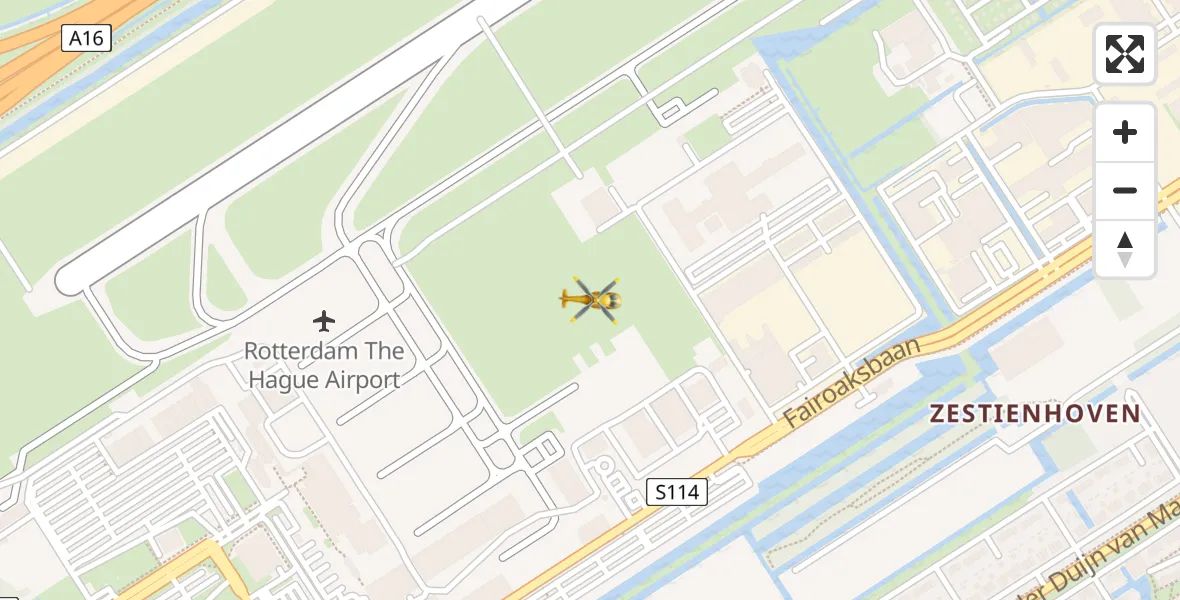 Vluchtroute Traumahelikopter van Rotterdam The Hague Airport naar Rotterdam The Hague Airport