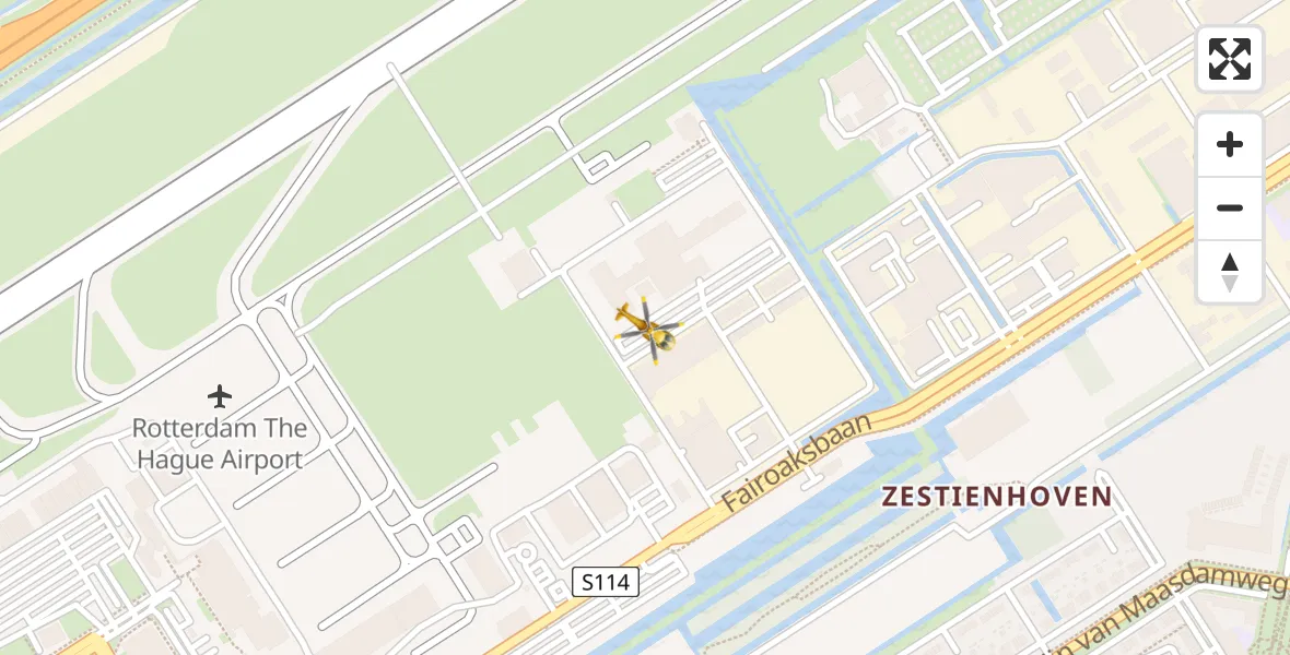 Vluchtroute Traumahelikopter van Rotterdam The Hague Airport naar Rotterdam The Hague Airport