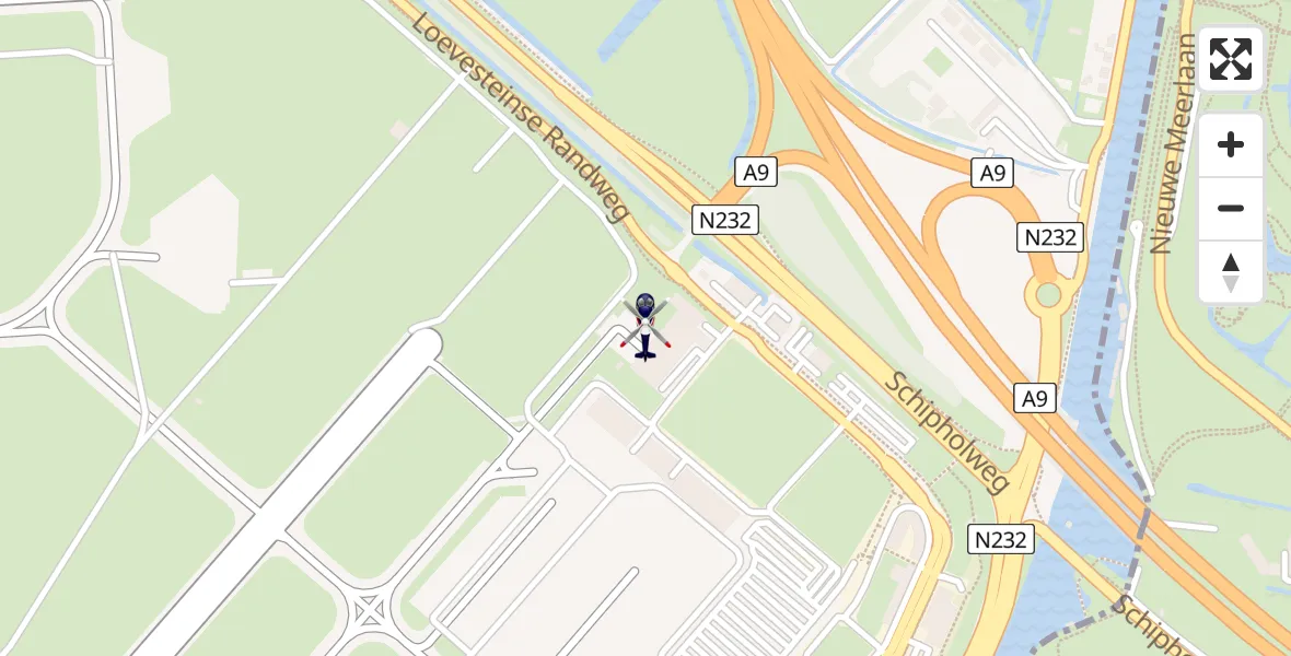 Vluchtroute Politiehelikopter van Amsterdam Vliegveld Schiphol naar Amsterdam Vliegveld Schiphol