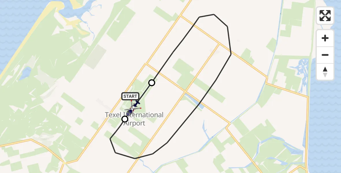 Vluchtroute Politiehelikopter van Texel International Airport naar Texel International Airport