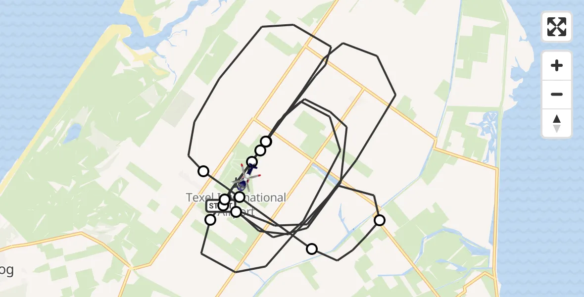 Vluchtroute Politiehelikopter van Texel International Airport naar Texel International Airport