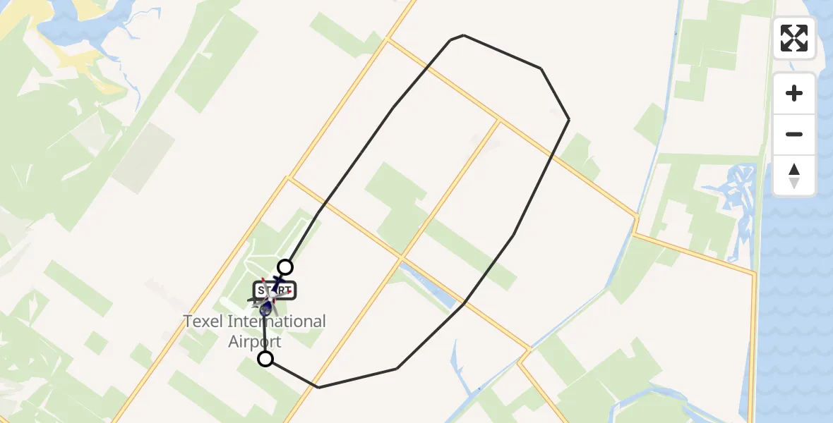 Vluchtroute Politiehelikopter van Texel International Airport naar Texel International Airport