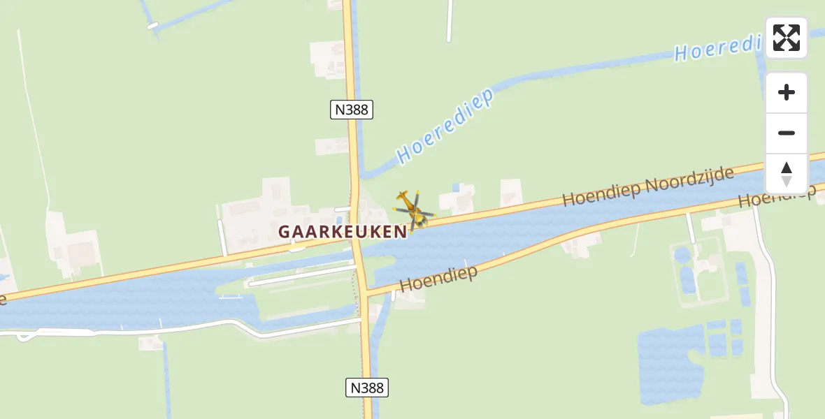 Vluchtroute Traumahelikopter van Grijpskerk naar Grijpskerk