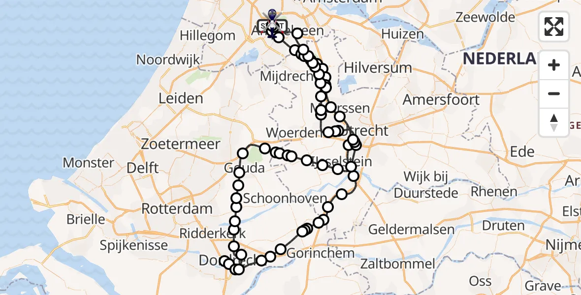 Vluchtroute Politiehelikopter van Amsterdam Vliegveld Schiphol naar Amsterdam Vliegveld Schiphol