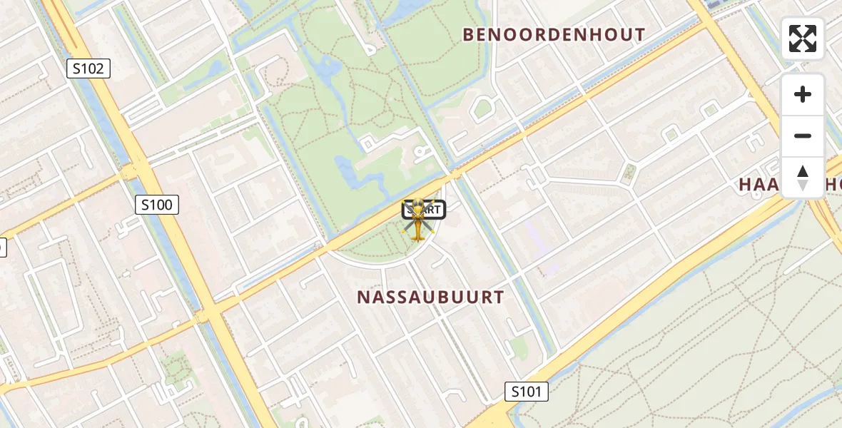 Vluchtroute Traumahelikopter van 's-Gravenhage naar 's-Gravenhage