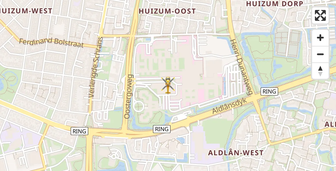 Vluchtroute Ambulancehelikopter van Leeuwarden Medical Center Heliport naar Leeuwarden Medical Center Heliport