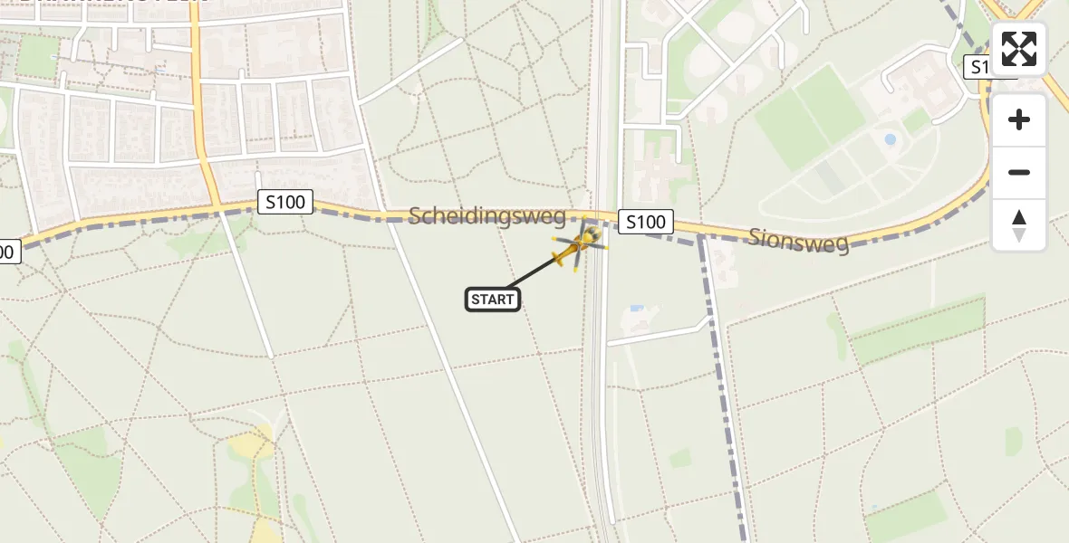 Vluchtroute Traumahelikopter van Malden naar Malden