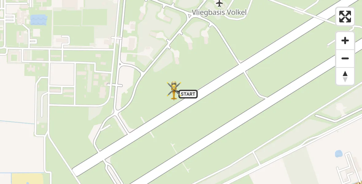 Vluchtroute Traumahelikopter van Vliegbasis Volkel naar Vliegbasis Volkel