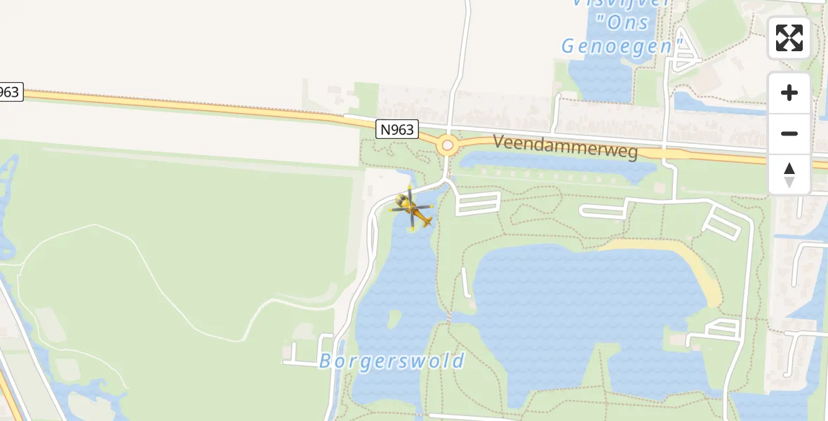 Vluchtroute Traumahelikopter van Veendam naar Veendam