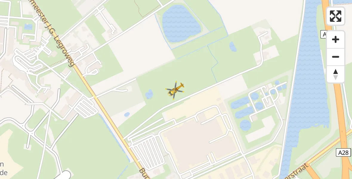Vluchtroute Traumahelikopter van Eelde naar Eelde