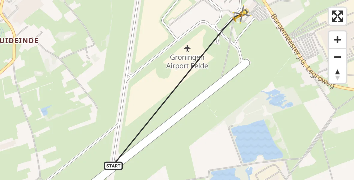 Vluchtroute Traumahelikopter Groningen Airport Eelde - Groningen Airport Eelde, 04 april 2026, 05:16